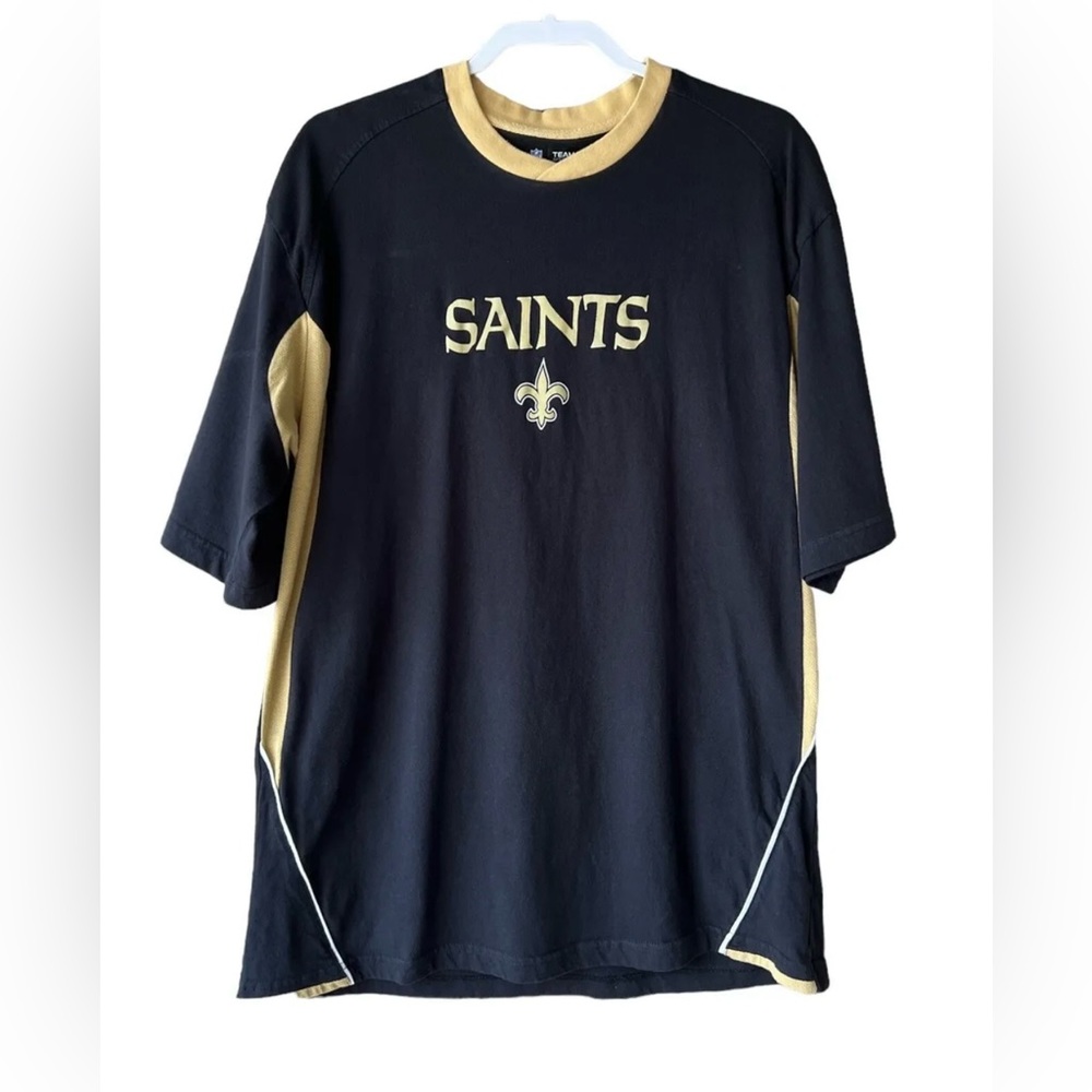 Saints New Orleans NFL Men's Shirt Black and Gold Short Sleeve Size XL
